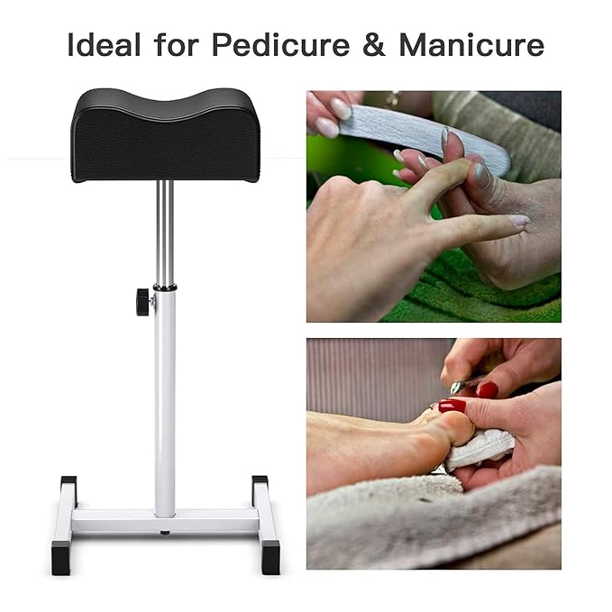 Pedicure Foot Rest,Adjustable Height Pedicure Stool,Pedicure Stand for Home Salon,Tattoo,Nail Tech(Black)