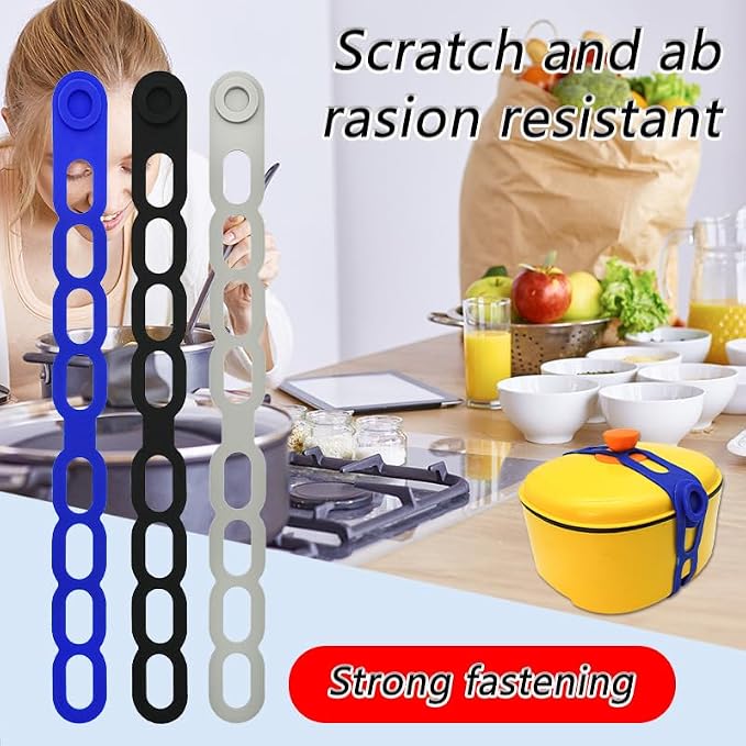21.5in Reusable Silicone Latch Strap - Universal Slow Cooker Lid Holder & Strap for Transport, Heavy Duty Elastic Tie for Bento Box, Yoga Mat & Luggage, BPA-Free (Blue-1PCS)