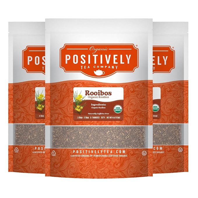 Organic Positively Tea Company, Rooibos Tea Sampler, Loose Leaf, 4 Ounce, 3 Pack