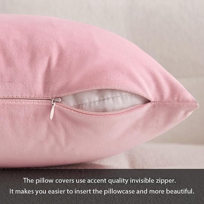 MIULEE Velvet Throw Pillow Covers 18x18 Inch Pack of 2 Bright Pink | Soft Solid Decorative Pillow Covers, Modern Luxury Home Decor, for Couch Chair Sofa Bedroom Livingroom