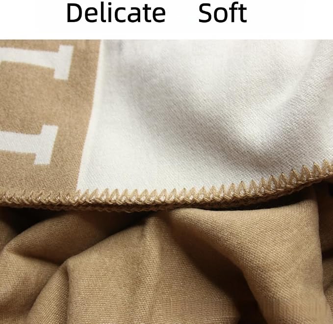 Fcteap h Blanket Soft Throw Blanket Faux Fleece Cashmere Plaid Warm Shawl Thick Knitted Plush Cozy Comfy for Women Throw Blanket for Sofa Couch Bed Queen King Size 55x66 in (Khaki)