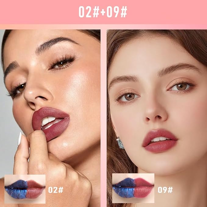 Lip Stain Peel Off – Wipe-Off Lip Stain Tattoo | Long Lasting Waterproof Lip Tint, High-Pigment Matte Lip Color, Smudge & Transfer Proof Lip Stains Masque, Kiss-Proof All-Day Lip Makeup 02#+09#