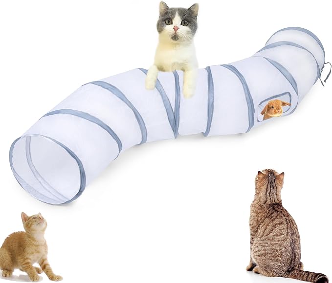 Cat Tunnel, Cat Tunnels for Indoor Cats, S-Shape Foldable Cats Cave