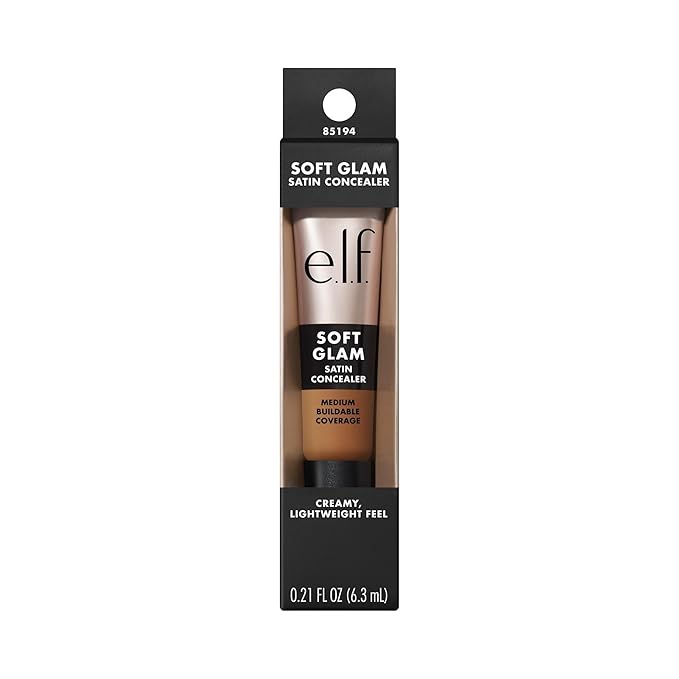 e.l.f. Soft Glam Satin Concealer, Medium Coverage For Blemishes & Under-Eye, Crease-Resistant, Long Lasting, Vegan & Cruelty-Free, 41 Tan Neutral