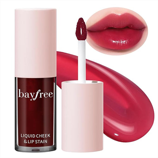bayfree Liquid Cheek & Lip Stain, Korean Lip Tint with Moisturizing & Weightless, Non-Sticky, Long-Lasting, Kiss-proof, All Long-wearing, Vegan Makeup (Rose Cherry)