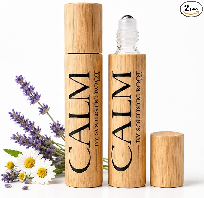 Soulistic Root Calm Essential Oil Roller, Calm Essential Oil Roll On Blend, 10ml Glass Roller- Stress Relief, Essential Oil Blends, Aromatherapy Self Care Products for Women