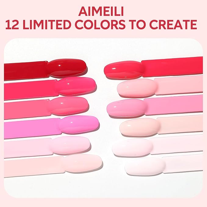 AIMEILI Nude Pink Gel Nail Polish Set 12pcs, Hema Free, Cruelty Free, Vegan, Soak Off U V LED Nail Art Manicure Salon DIY for Women - Kit 32