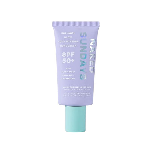 Naked Sundays SPF 50 Daily Facial Moisturizer, All-in-one Mineral Sunscreen, Face Lotion, Makeup Primer with Broad Spectrum UVA/UVB + Zinc Oxide, 50ml