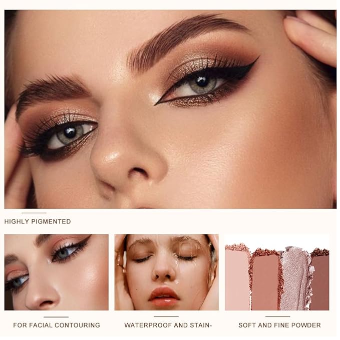 Mini Neutral Nude Cool-Toned Eyeshadow Makeup Palette with Mirror – Matte & Shimmer High Pigment Blendable Long-Lasting Mini Everyday Eye & Contour Makeup Palette, Perfect for Blue, Green & Brown Eyes