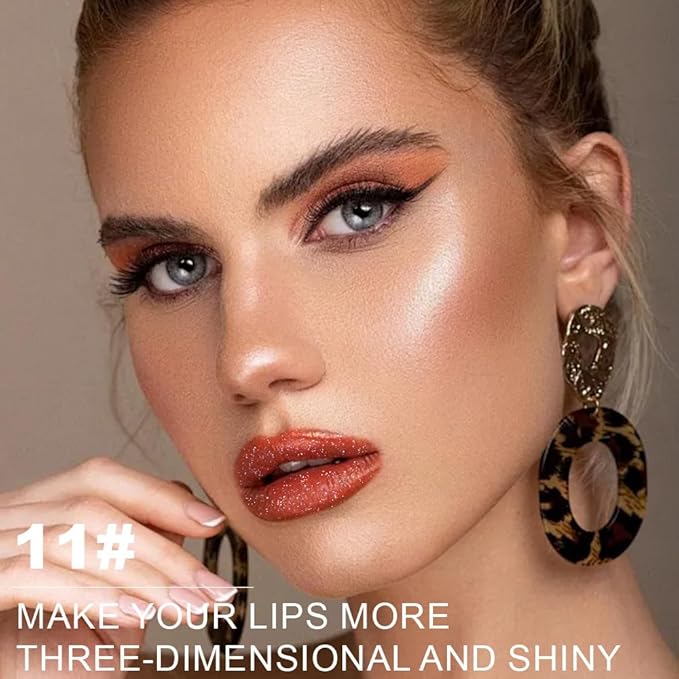 Kaely Glitter Metallic Lipstick, Shimmer Metallic Lipsticks for Women, High Pigmented Lip Gloss Long Lasting Waterproof Smudge Proof, Halloween Makeup, Vegan & Cruelty-Free, 11