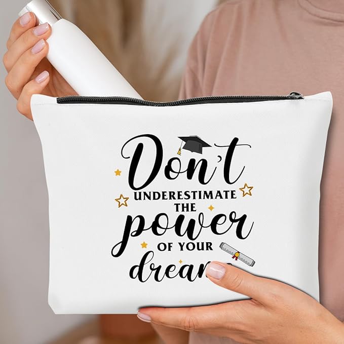 Graduation Gifts for Women, 2024 Graduation Congratulations Gifts Cosmetic Bag, Don't Underestimate The Power Makeup Bag, Inspirational Cheer Up Birthday Gifts for Friend Sister