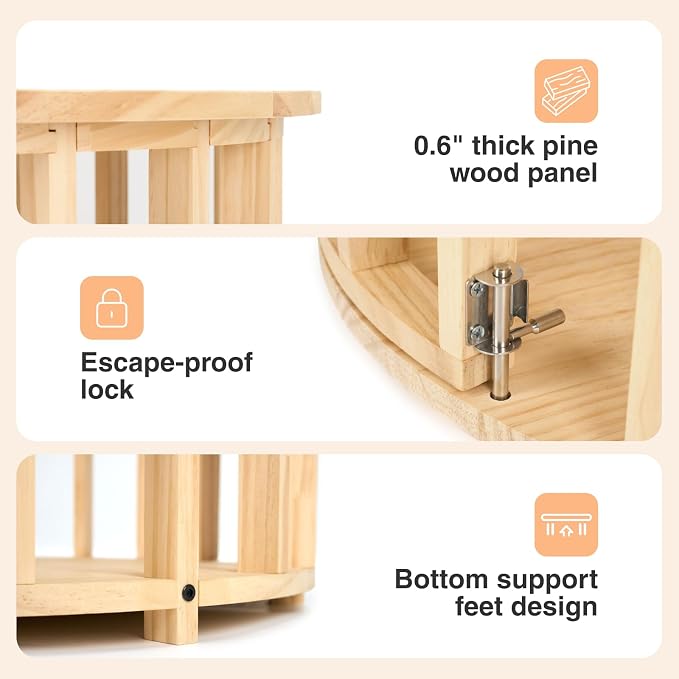 Veehoo Dog Crate Furniture, Round Cat Coffee Table with Cat Bed | Dog crate end table with dogs bed, wooden dog house, for small dogs & cats, 25.6" Dia. x 20.5" H, easy assembly