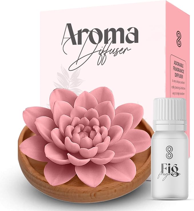 HOME ARCHIVE Aroma Diffuser with Aromatherapy Fragrant Oil Diffusers for Home Room Decor Fig Fragrance (Peony Flower (Pink))