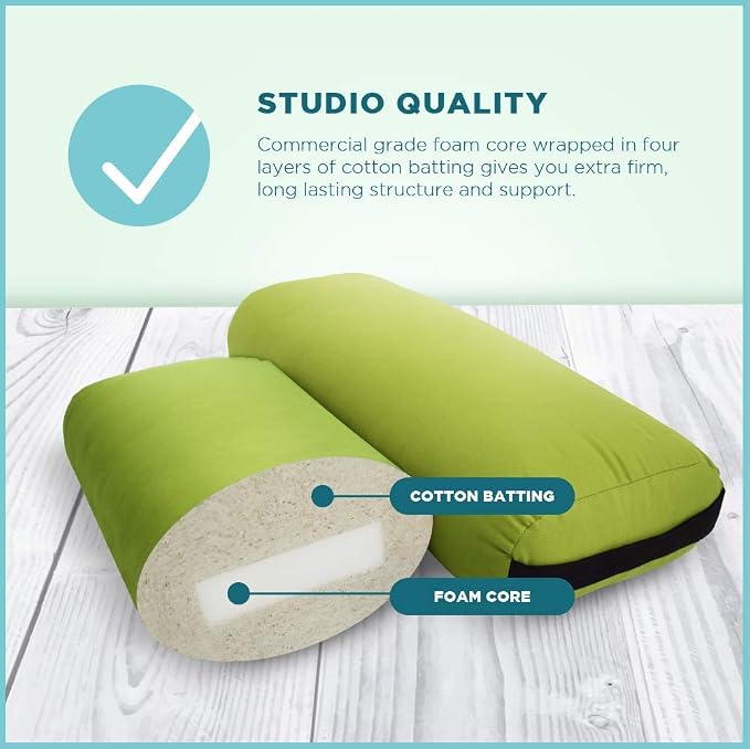 Bean Products Yoga Bolster - Made In The USA With Eco Friendly Materials - Round or Rectangular Support Cushions That Elevate Your Practice - Organic Hemp Cover