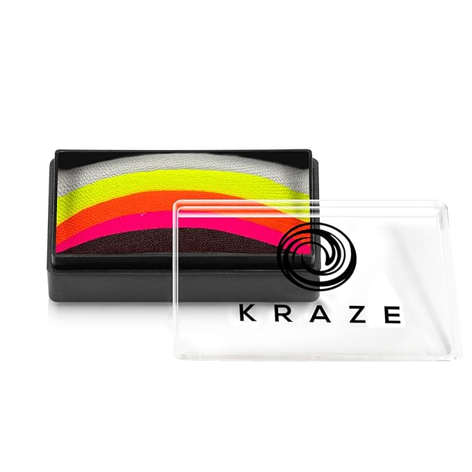 Kraze FX Dome Stroke - Tropical Hibiscus by Linnea (25 gm), Professional 1-Stroke Split Cake, Hypoallergenic, Non-Toxic, Water Activated Face & Body Painting Makeup Supplies for Kids Safe Adults