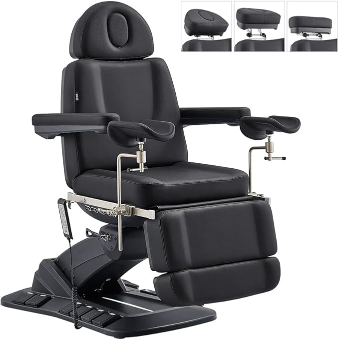 Dir Medical Spa Chair 4-Motor Electric Medical Examination Room Table with Stirrups Spa Beauty Bed Esthetician Chair Facial Bed with Position Memory Function Geneva