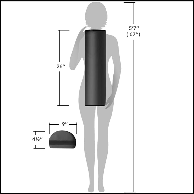 Saloniture Jumbo Half Round Massage Table Bolster Under-Knee Pillow Pad - 26 x 9 x 4.5 Inch - Black