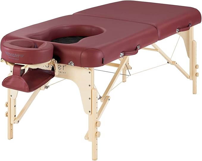 30'' Eva Portable Pregnancy Massage Table for Female Clients and Obese Individuals, Spa Salon Facial Bed for Pregnant Women- Multi Functional (Burgundy)