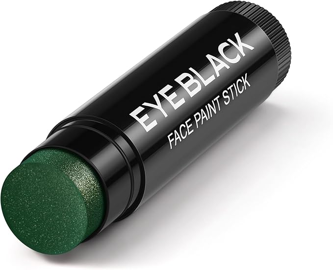 Green Glitter Eye Black Stick, Anti-Glare Eyeblack for Baseball Football Softball Lacrosse Accessories, Sweat-Proof Sport Face Paint, Smooth & Long Lasting, Rich Full Coverage Shimmery Color