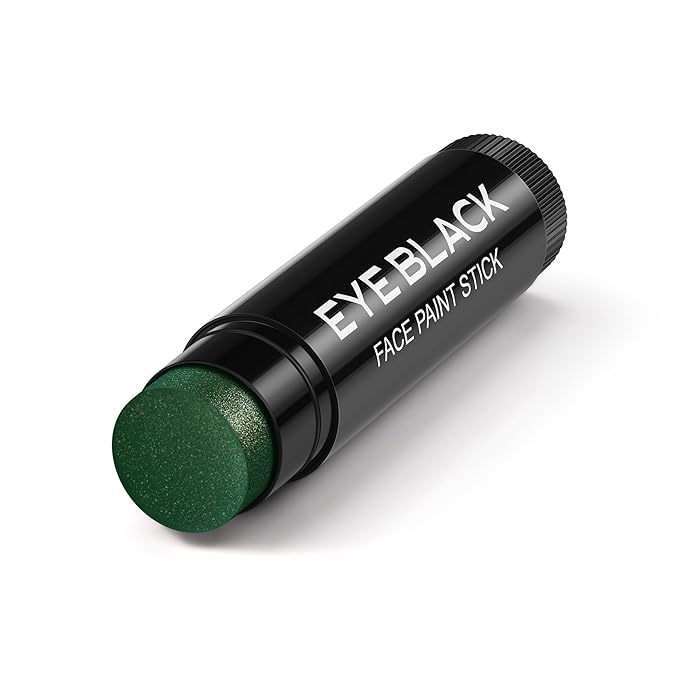 CCbeauty Green Glitter Eye Black Stick For Baseball Football Softball Lacrosse Sport Accessories, Anti-Glare Eyeblack, Waterproof Face Paint, Last All Game, Smooth Application, High Pigmented Color