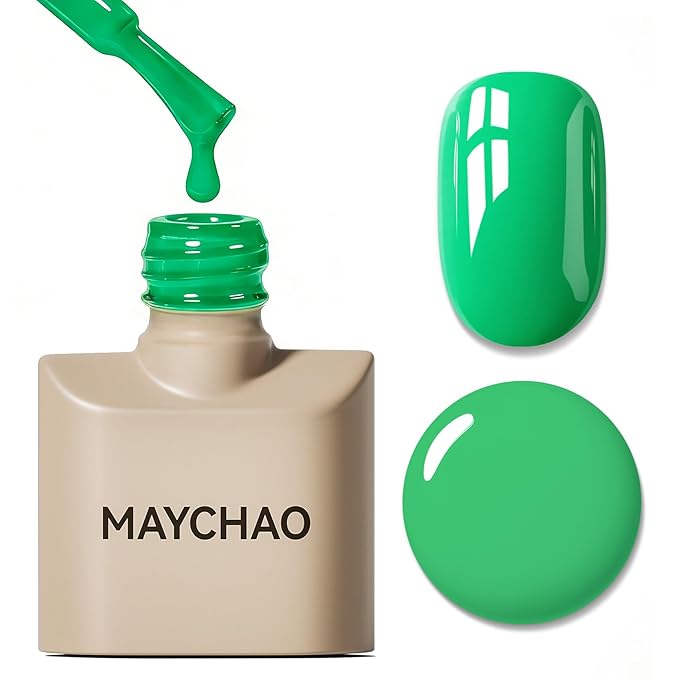 MAYCHAO 15ML Forest Gel Nail Polish 1Pc Green Gel Polish Soak Off UV LED Nail Polish Nail Art Starter Manicure Salon DIY at Home, 0.5 OZ