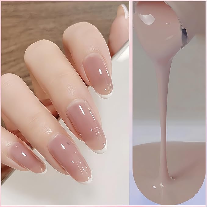 NovaCharm Nude Jelly Nail Color, Water Based Quick Dry Neutral Beige Polish for Women & Girls, Non Toxic Natural Gloss Finish, 9 ML