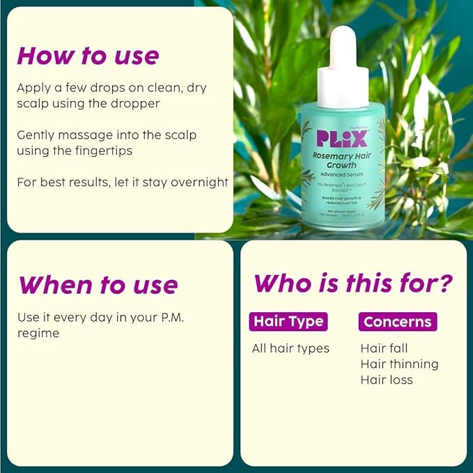 PL-IX - THE PLANT FIX Rosemary Hair Growth Serum with 3% Redensyl, 4% AnaGain, 3% Baicapil, 30 ml | Stimulates Hair Growth, Increase Hair Density & Thickens Hair | For Men & Women