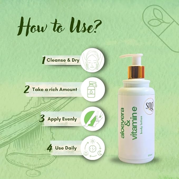 Moisturizing Aloe Vera Body Lotion, Lotions for Dry Skin with Niacinamide & Vitamin E, Paraben Free, Non-Greasy, Moisturizer, 10.14 FL OZ