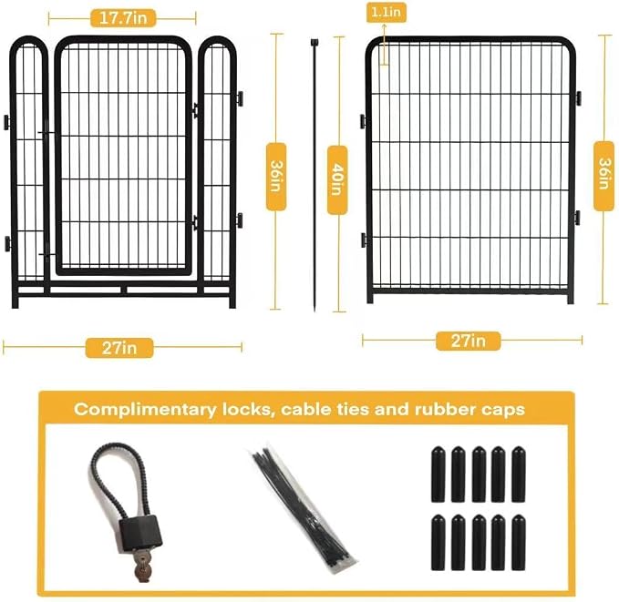Getlay Tall Garden Fence, 36 in(H) 10 Panels Dog Fence Outdoor for Yard, Metal Dog Pen Heavy Duty Pet Puppy Exercise Pen for Rv Camping Garden Yard, Medium/Large Pets Fence Total 22.1 Ft(L)