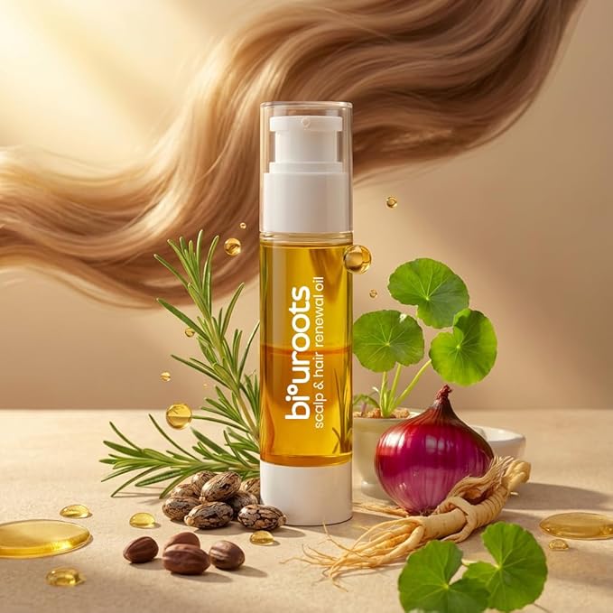 Scalp & Hair Renewal Oil with Scalp Applicator, Bi-Phasic Hair Growth Oil for Stronger, Healthier Hair, Natural Plant Hair Oil Formula with Rosemary, Onion, Argan, Jojoba & Castor