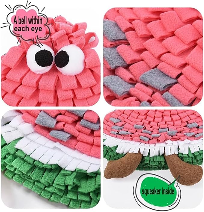 Ferret Cats Snuffle Mat Fleece Foraging Mats Interactive Feeding Toy Small Animal Rabbit Guinea Pig Rat Hamster Anti Slip Treat Dispenser Slow Feeder (Watermelon)