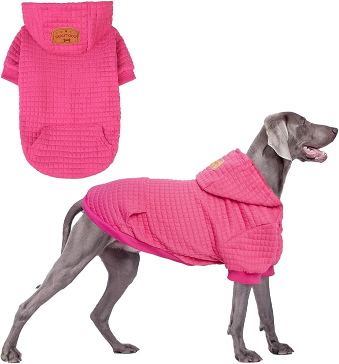 BEAUTYZOO Dog Sweaters for Extra Large Dogs Girl Boy, XXXL Dog Hoodie with Pocket & Leash Hole, Soft Warm Waffle-Like Laminated Cotton Pet Clothes for Cold Weather, Doberman Great Dane Sweatshirt, 3XL