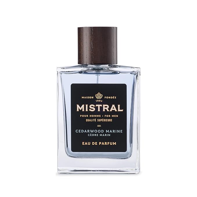 Mistral Men’s Cologne – Cedarwood Marine Eau de Parfum | Fresh & Woodsy Masculine Scent with Marine, Jasmine & Cedarwood | Cruelty-Free & Long-Lasting Perfume for Men, Made in France - 3.4 Oz