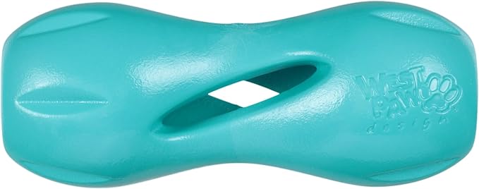 WEST PAW Qwizl Durable Zogoflex Dog Puzzle Toy for Mental Stimulation, and Enrichment - Treat Dispensing for Bully Sticks and Dental Sticks - Dishwasher Safe - Made in USA - Small - Teal