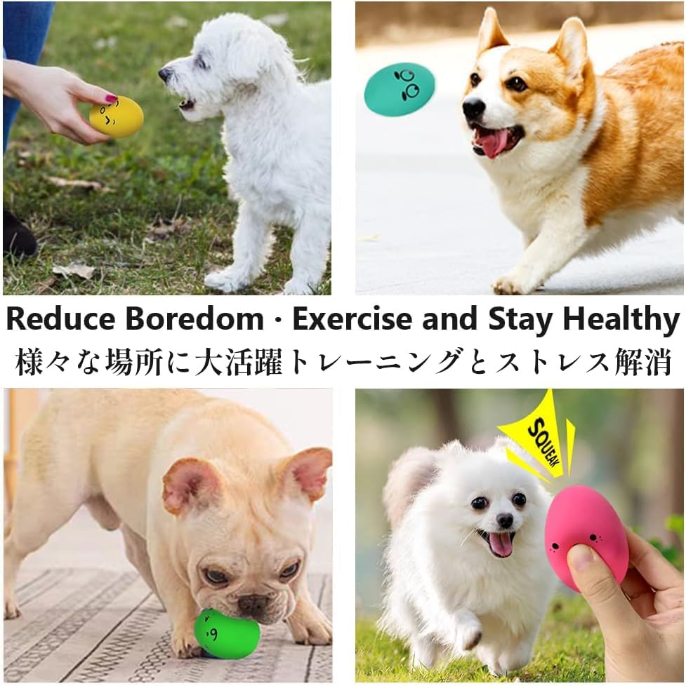 SCHITEC Dog Squeak Toys, Latex Egg Balls for Puppies Small Medium Dogs