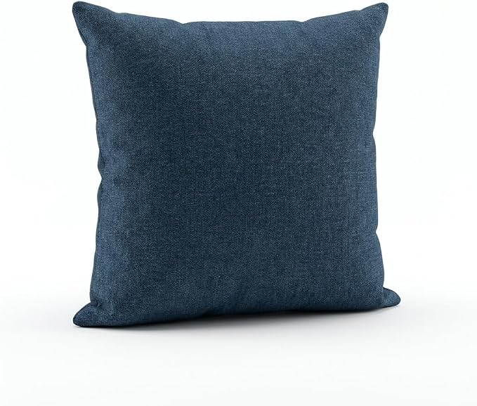 HOMSJUN Soft Resilience Throw Pillow Inserts with Solid Color Covers, Decorative Cushion for Sofa Couch Bedroom, 18 x 18 Inches, Dark Blue, 1 Pack