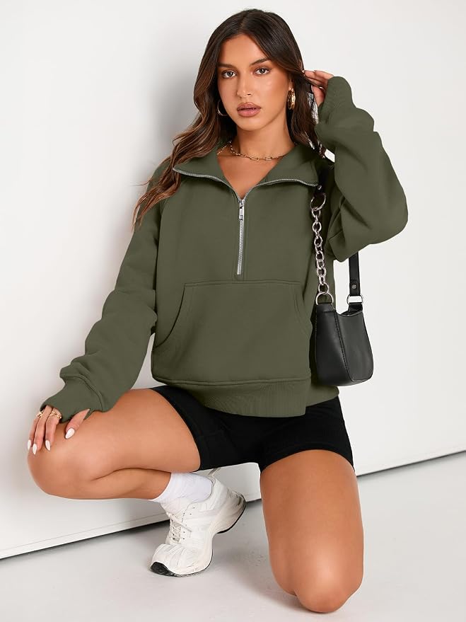 AUTOMET Womens Sweatshirts Half Zip Fleece Pullover Fall Outfits | Fall Fashion Clothes 2026,Cropped Sweatshirts,Cute Y2k Tops,Quarter Zipper Sweater,Winter Loungwear Outfits