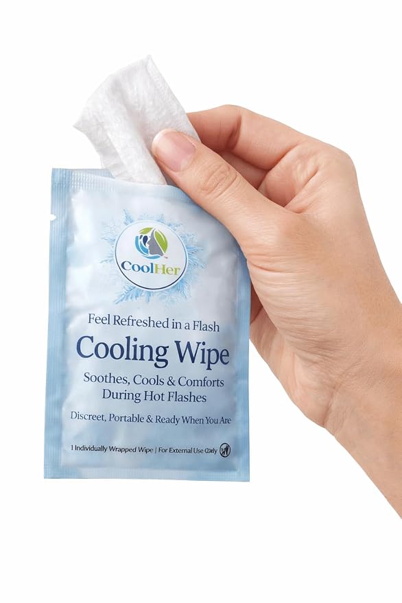 Cooling Wipes for Women – Gentle Cooling for Hot Flashes, Hot Weather & Travel – Individually Wrapped Cooling Wipes – Not Overpowering (20 Count)