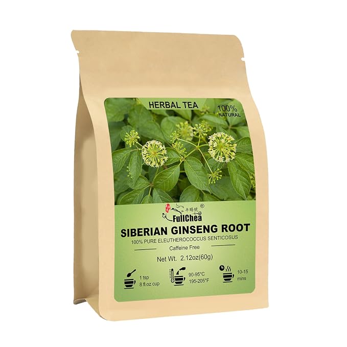 FullChea - Siberian Ginseng Root, 2.12oz/60g - Premium Eleuthero Senticosus Tea - Cut & Sifted, Naturally Grown Herbal Tea - Support Wellness - Caffeine-Free