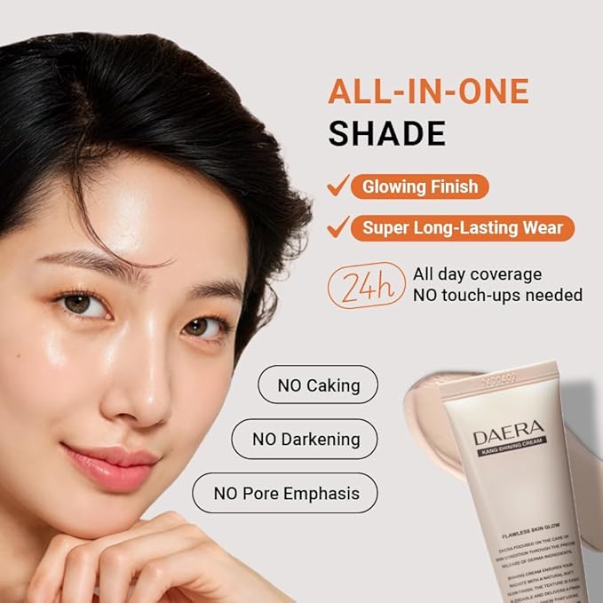 DAERA Kang Shining Korean BB cream, 5-in-1 Self Adjusting BB Tinted Moisturizer Cream (1 Color, Neutral), Glowing Skin Natural Makeup, Buildable Coverage, Lightweight, 0.13 Fl Oz，2-Pack
