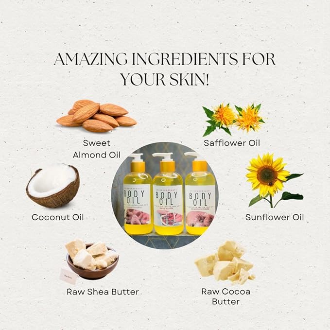 PrideandBeauty After Shower Oil. Skin Hydrating Oil. Body Oil Scented. Body Oils For Women Dry Skin. (Amber Vanilla)