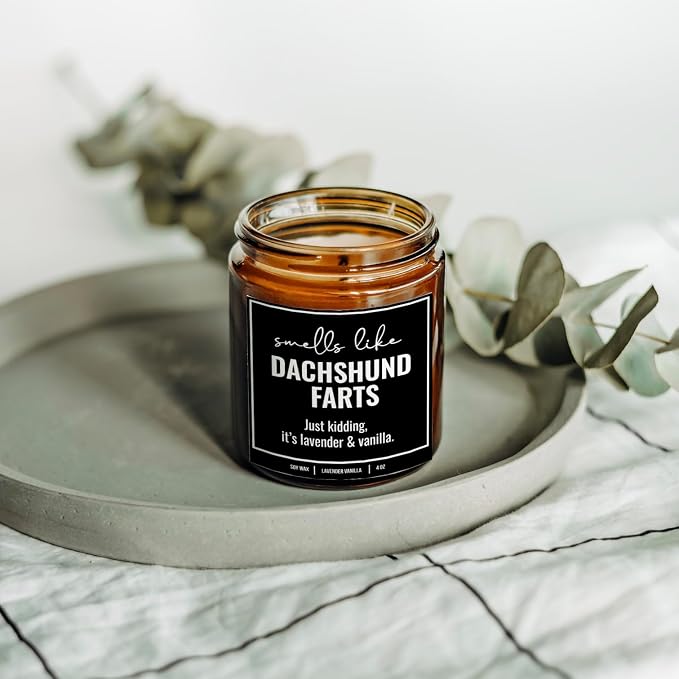 You Nique Designs, Dachshund Candle, 4 Oz, Dachshund Gifts for Women, Weiner Dog Gifts, Daschund, Wiener Dog, Daushaund, Dashound, All Natural Soy Vegan Aromatherapy Candles (Lavender&VanillaA 4oz)