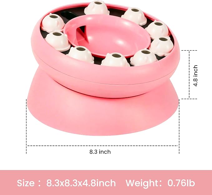 Cat Puzzle Feeder Slow Food Bowl – Interactive Slow Feeder Bowl for Indoor Cats, Treat Dispensing Enrichment Toy,Mental Stimulation and Boredom Relief (Pink)