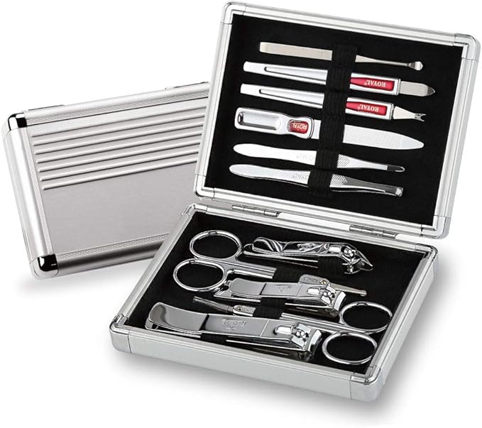 ROYAL Metal Nail Clipper Set Series (11 PCS White Aluminum CASE)