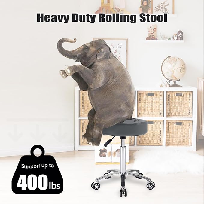 Antlu Rolling Stool Swivel Chair for Office Medical Salon Tattoo Kitchen Massage Work,Adjustable Height Hydraulic Stool with Wheels (Grey)