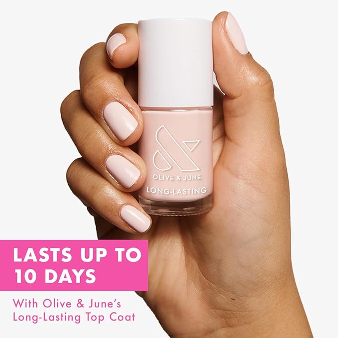 Olive & June Long Lasting Nail Polish | Spring Pastel Nails | Plump Gel-Like Finish No Lamp Needed | Lasts up to 10 days | Salon-Quality 15-Free Vegan & Cruelty-Free Chip-Resistant | GH Baby Pink