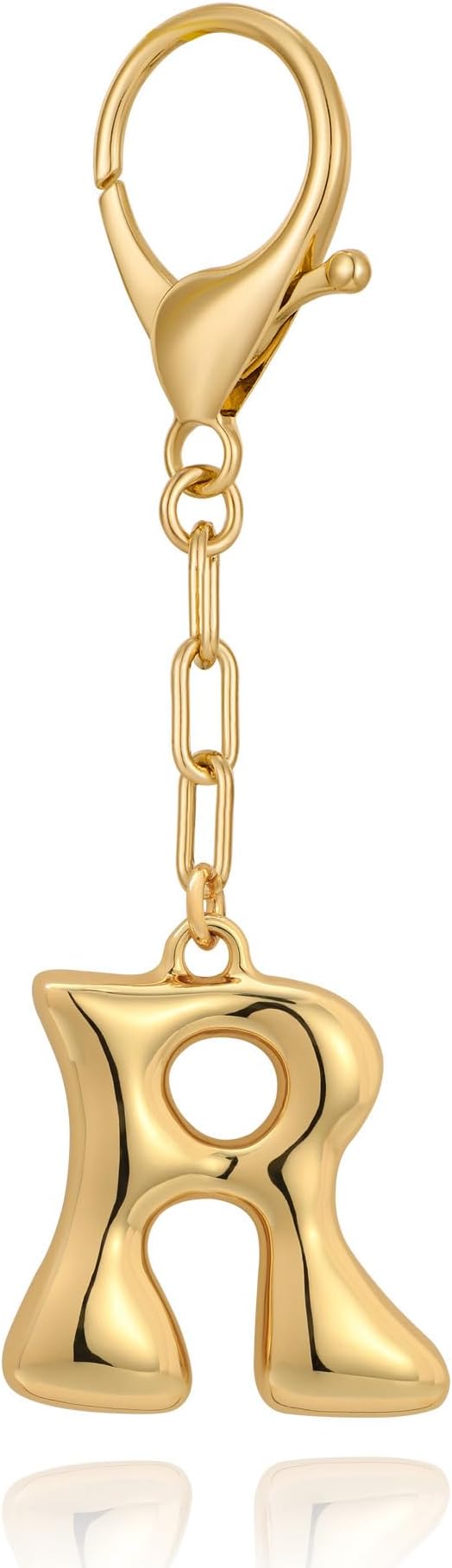WOWORAMA Initial Letter Keychain for Women Chunky Gold Bubble Letter Bag Charm Purse Charm Personalized Keyrings Accessories