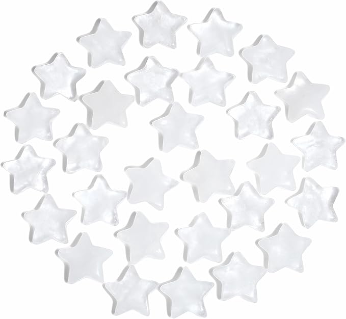 QINJIEJIE 20 PCS Clear Quartz Star Crystals Healing Stones Polished Crystal Cute Mini Pocket Stone Star Shaped Gemstones Set Bulk Wholesale Reiki Energy Balancing Thanksgiving Day Gift for Women