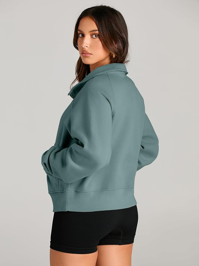 AUTOMET Womens Sweatshirts Half Zip Fleece Pullover Fall Outfits | Fall Fashion Clothes 2026,Cropped Sweatshirts,Cute Y2k Tops,Quarter Zipper Sweater,Winter Loungwear Outfits