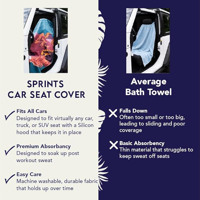 Sprints Athletic Running Towel, Full-Sized, Car Seat Cover - Performance Microfiber (National Parks Cream)